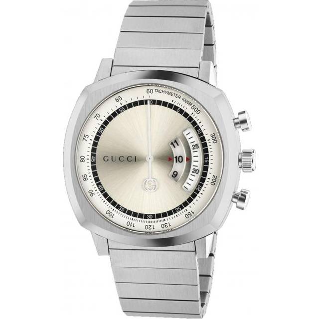 Gucci Grip Stainless Steel Silver Chronograph Dial Bracelet Watch YA157302