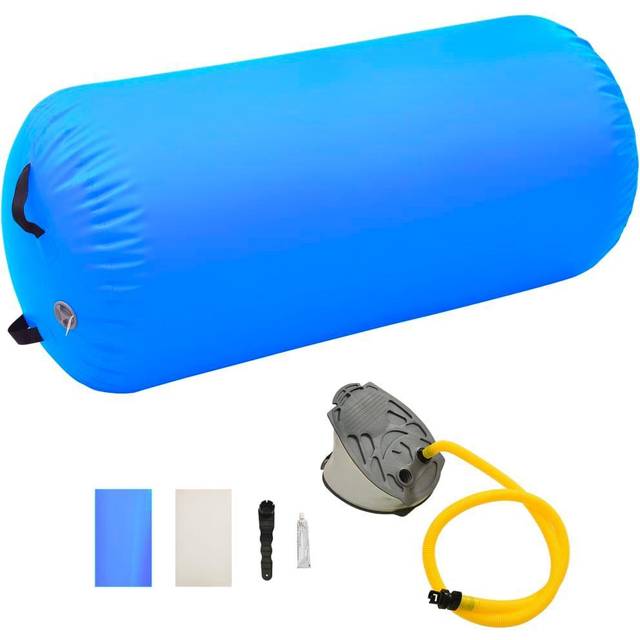 vidaXL Inflatable Gymnastic Roll with Pump 120x75 cm PVC Green - green
