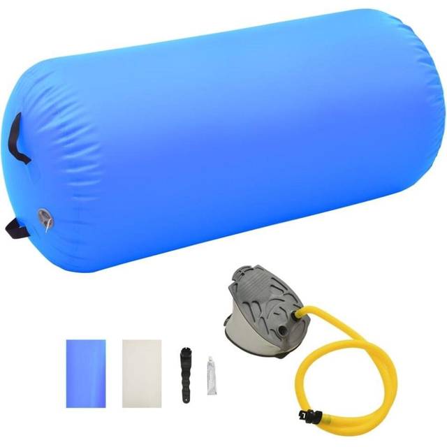 vidaXL Inflatable Gymnastic Roll with Pump 120x90 cm PVC Blue - blue