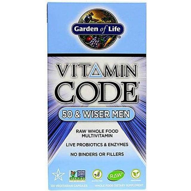 Garden of Life  Vitamin Code  50 & Wiser Men  Whole Food Multivitamin  120 Vegetarian Capsules