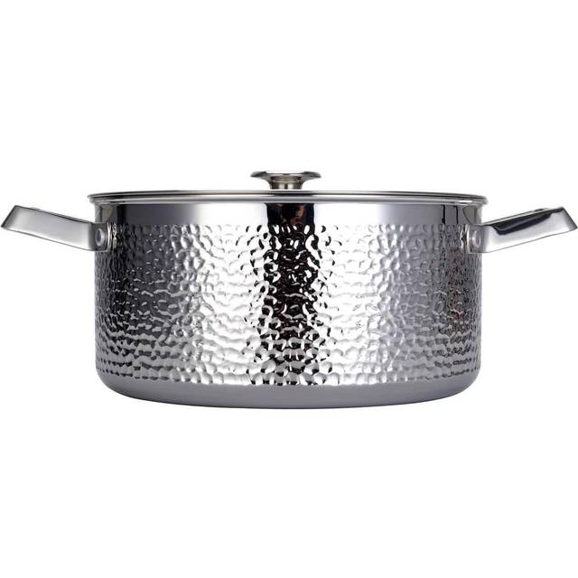 Vargen & Thor Kroma hamrad kromad gryta med lock Pixel, 4 L - Silverfärgad