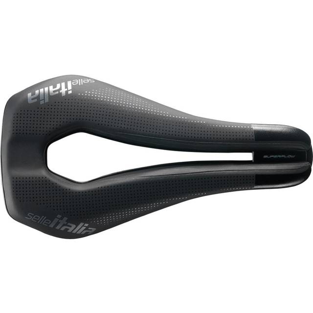 Selle Italia WATT Kit Carbonio Superflow – Triathlonsadel med Styv Kolfiberram, Anatomiskt hål – En storlek, Svart