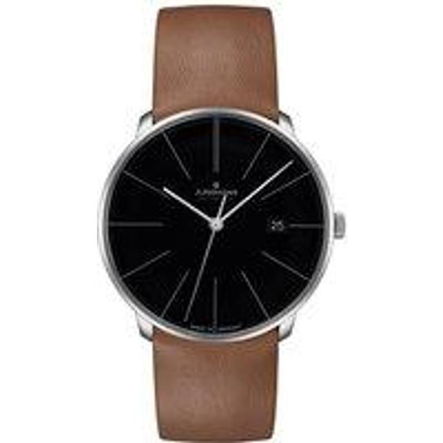Junghans Meister Fein Automatic Black Dial Brown Leather Strap Mens Watch 27/4154.00
