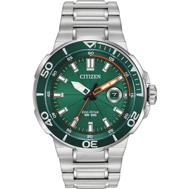 Citizen AW1428-53X Eco-Drive Green Dial Bracelet Watch - W38140