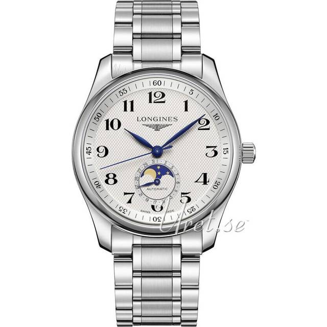 Longines Mens Silver (silver) L29094786 Master Stainless Steel Moon Phase Automatic Watch 40mm - silver (Silver)