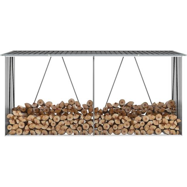 Vedskjul galvaniserat stål 330x84x152 cm antracit