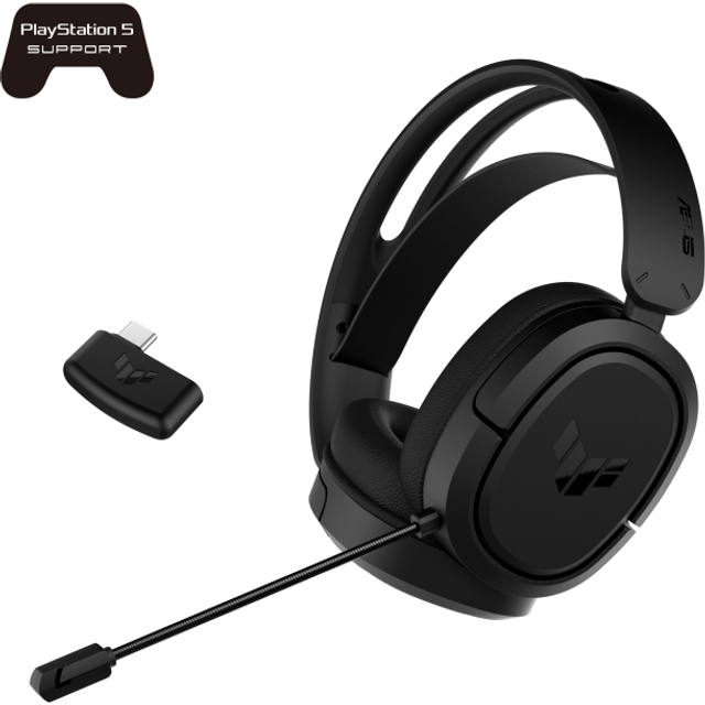Asus TUF Gaming H1 Wireless Headset, 7.1, USB-C (USB-A Adapter), Lightweight, Deep Bass, Airtight Chamber Tech
