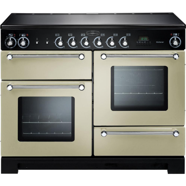 Rangemaster Kitchener KCH110ECCR/C 110cm Electric Range Cooker with Ceramic Hob - Cream / Chrome - A/A Rated