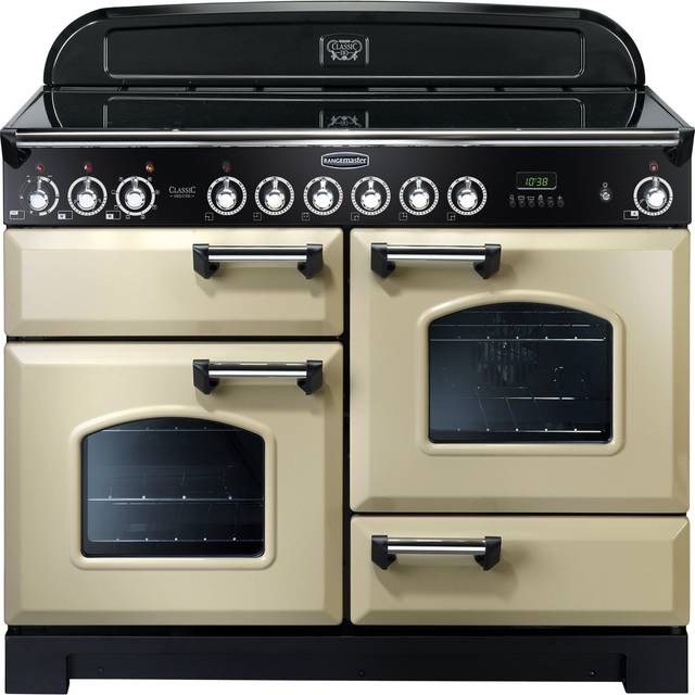 Rangemaster Classic Deluxe CDL110ECCR/C 110cm Electric Range Cooker with Ceramic Hob - Cream / Chrome - A/A Rated