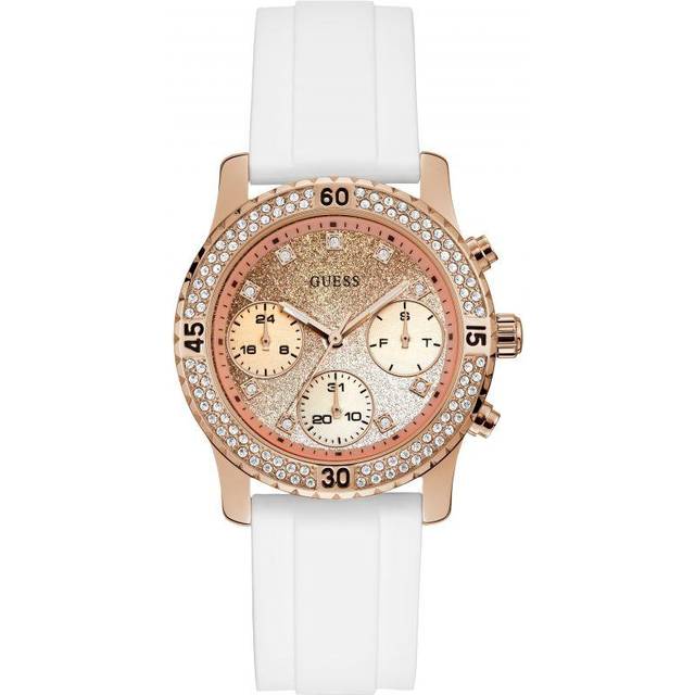 Guess kvinnors analoga kvartsur med silikonrem W1098L5