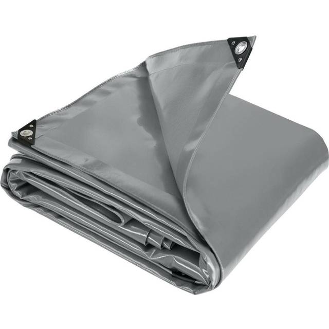 Tectake 4m x 6m Water-Proof Protective Tarpaulin Cover - Grey, Grey