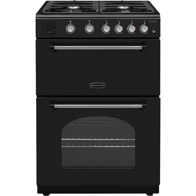 Rangemaster Classic 60 CLA60NGFBL/C 60cm Gas Cooker with Electric Grill - Black / Chrome - A+/A Rated