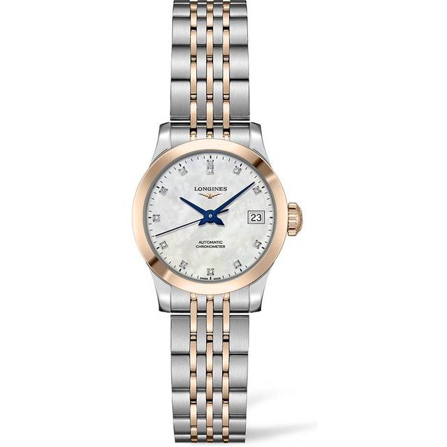 Longines Ladies Record Diamond Set Mother Of Pearl Dial Two Colour Bracelet Watch L2.320.5.87.7 - Two Tone