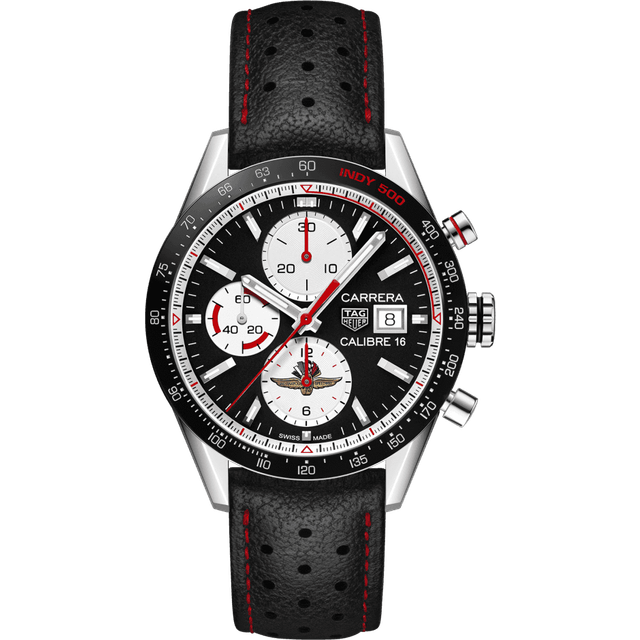 TAG Heuer Watch Carrera Calibre 16 Chronograph Indy 500 Limited Edition - Black