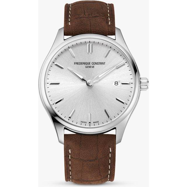 Frederique Constant Mens Classic Silver Dial Watch FC-220SS5B6 - Brown