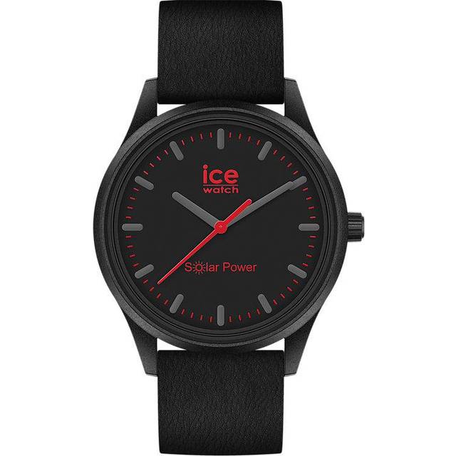 ICE-WATCH Herr ICE Solar Power - Lava-kvartsur med läderimitationsrem, svart, 20 (modell: 019027)