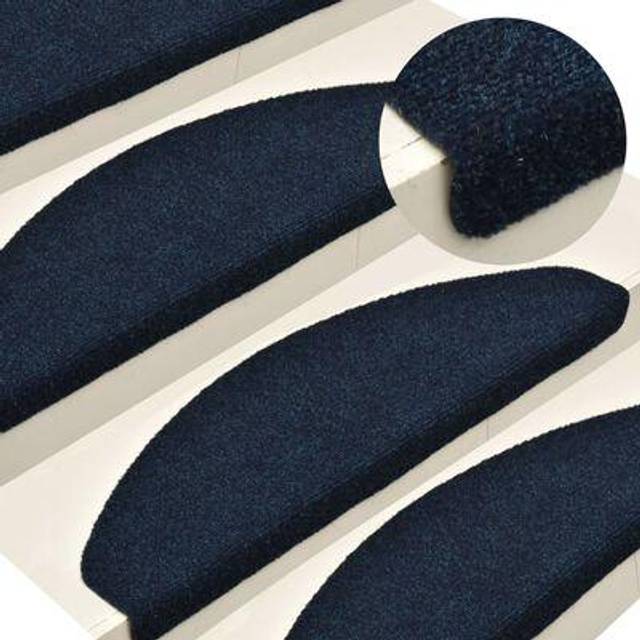vidaXL Self-adhesive Stair Mats 15 pcs Navy 65x21x4 cm Needle Punch - Blue