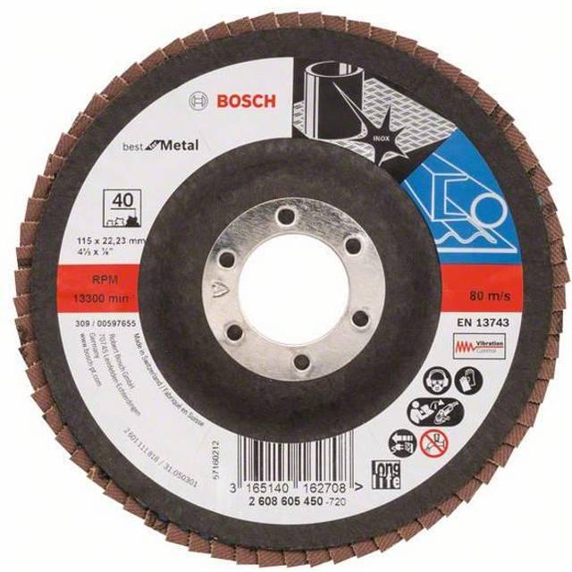 Bosch Flap disc X571 Best for Metal D= 115 mm; G= 40 angled 2608605450