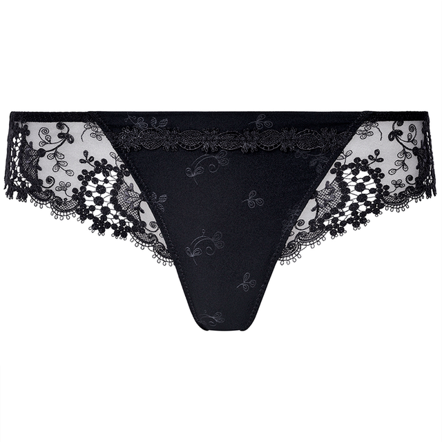 Wish Lace Mesh Tanga - BLACK - Large