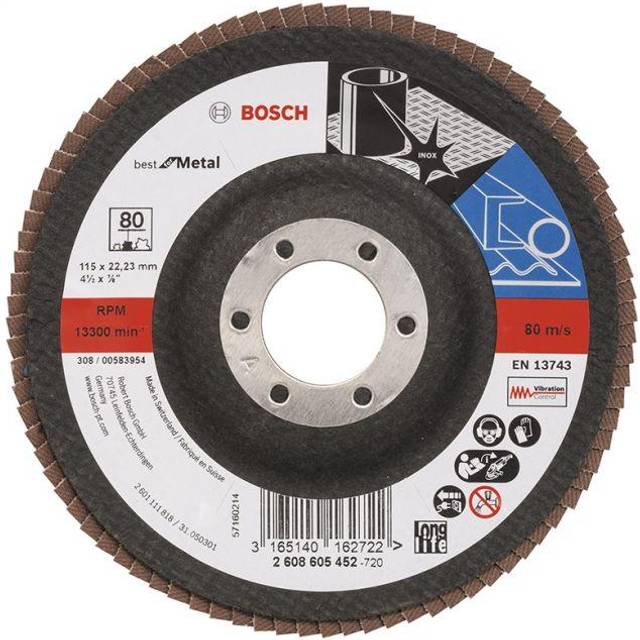 Bosch Flap disc X571 Best for Metal D= 115 mm; G= 80 angled 2608605452