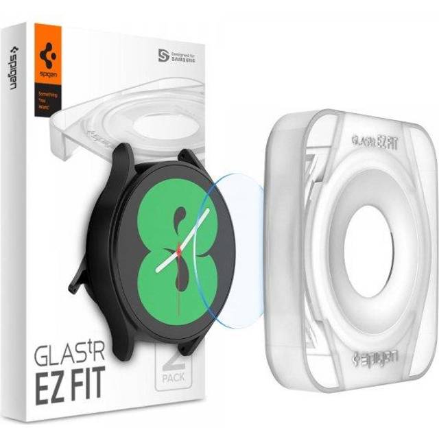 Spigen Glas.tR EZ Fit Skärmskydd kompatibel med Samsung Galaxy Watch FE, Galaxy Watch 5, Watch 4 40mm, med Sjabloon voor Installatiem, Kristallklart, Responsiv Touch, Case friendly, 9H härdat glas