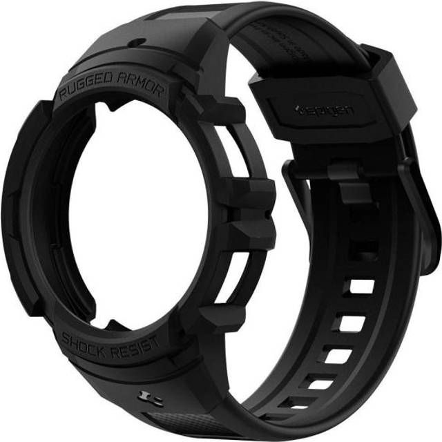 Spigen Rugged Armor Pro Designad för Galaxy Watch FE (2024) | Active 4 (2021) 40mm Band med Case - Svart