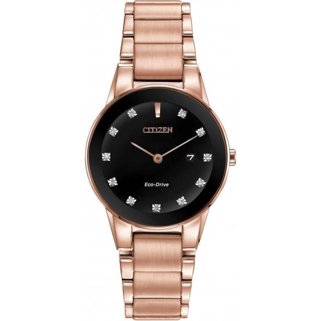 Citizen Ladies Axiom Diamond Rose Bracelet Watch GA1058-59Q - Black