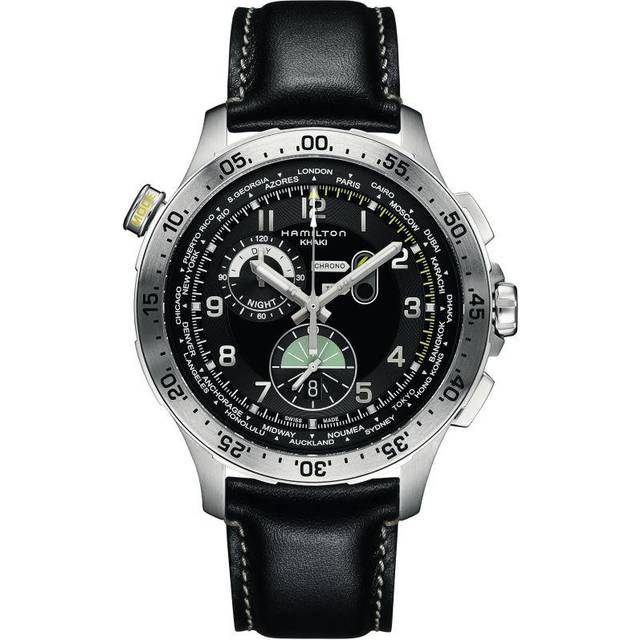 Hamilton Watch Khaki Aviation Chrono Worldtimer - Black