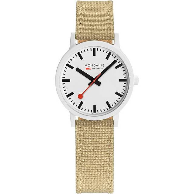 Mondaine Essence Sustainable Quartz Movement White Dial Textile Ladies Watch Strap MS1.32110.LN1