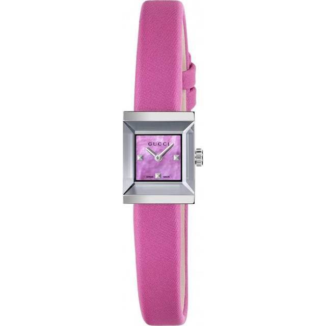 GUCCI G-Frame SS Square Dial Fuchsia MOP Dial Women's Watch YA128533 - Pink - 14 mm x 18 mm
