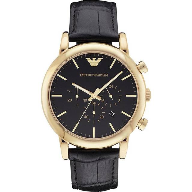 Emporio Armani AR1917 Chronograph Black Leather Strap Watch