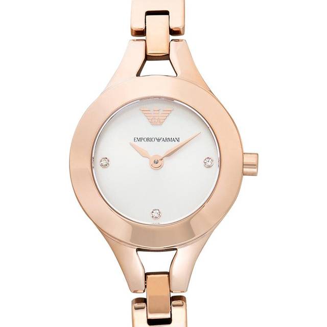 Emporio Armani Ladies Watch Rose Gold Mesh Bracelet Rose Gold Dial AR7362