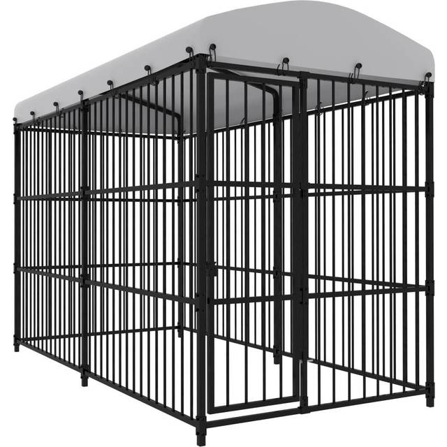 vidaXL Outdoor Dog Kennel with Roof 300x150x210 cm - Black