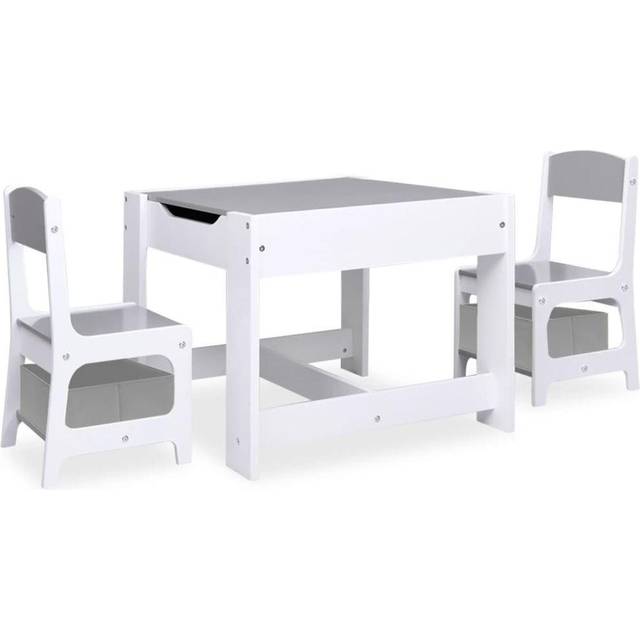 vidaXL Children's Table with 2 Chairs White MDF Kids Baby Furnitures Sets