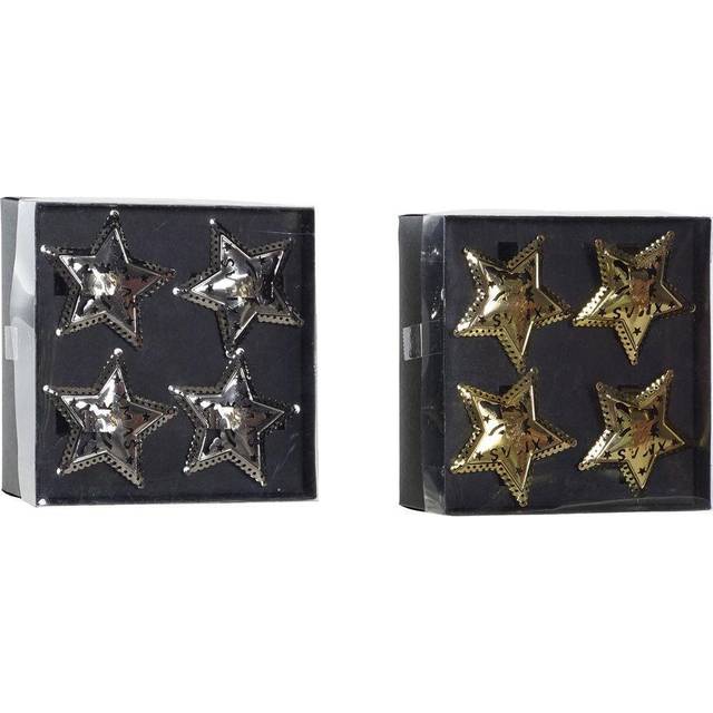 Servetter DKD Home Decor Stjärna Silver Metall Guld (2 st)