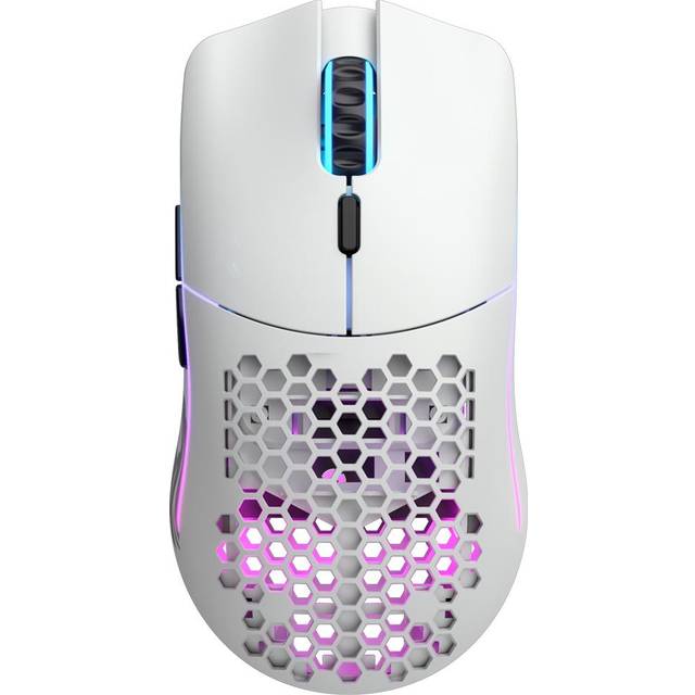 Glorious Gaming Model O- (Små) Wireless – gamingmus, superlätt, 65 g, honungskakedesign, RGB, dubbelhänt, laggfri 2,4 GHz-anslutning, upp till 71 timmars batteritid – Matt svart