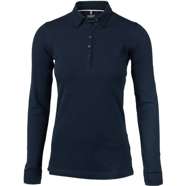 (S, Navy) Nimbus Womens/Ladies Carlington Deluxe Long Sleeve Polo Shirt