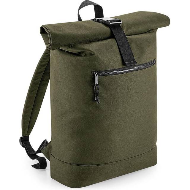 (One Size, Military Green) BagBase Unisex Recycled Roll-Top Backpack