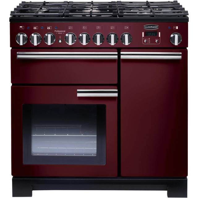 Rangemaster Professional Deluxe PDL90DFFCY/C 90cm Dual Fuel Range Cooker - Cranberry - A/A Rated