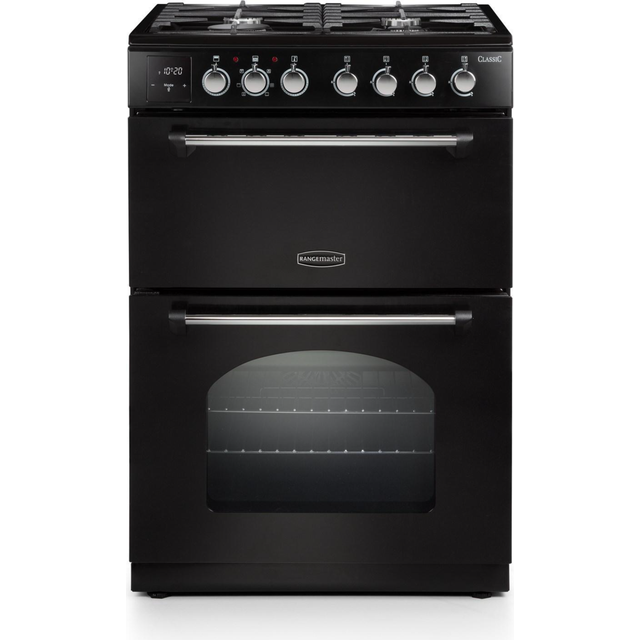 Rangemaster Classic 60 CLA60DFFBL/C 60cm Dual Fuel Cooker - Black / Chrome - A/A Rated
