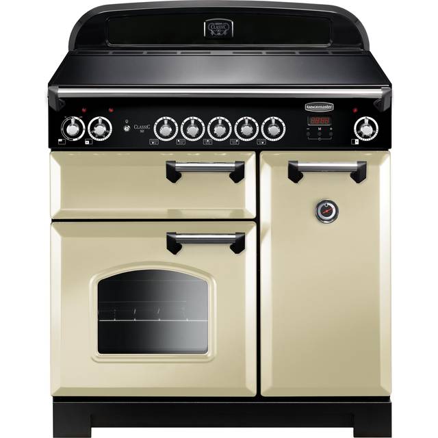 Rangemaster Classic CLA90EICR/C 90cm Electric Range Cooker with Induction Hob - Cream / Chrome - A/A Rated