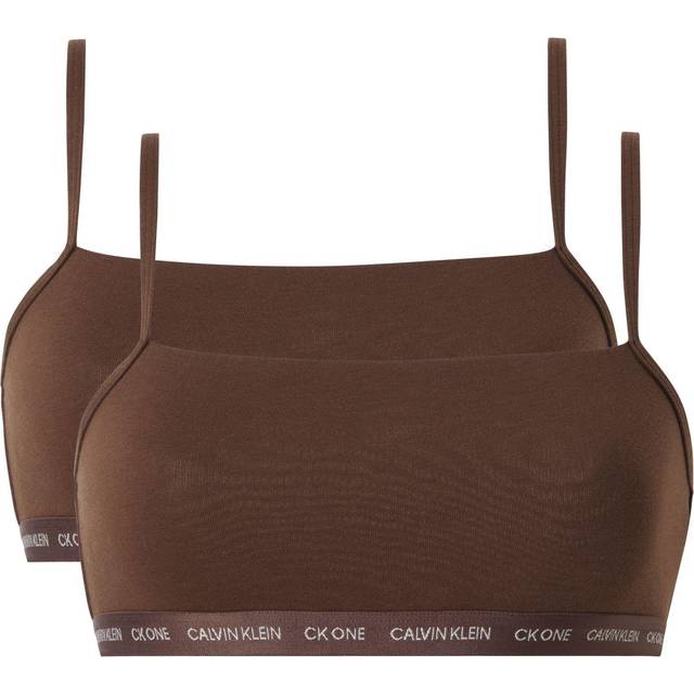 Calvin Klein 2-pack One Cotton Unlined Plus Bralette - Darkbrown - X-Large