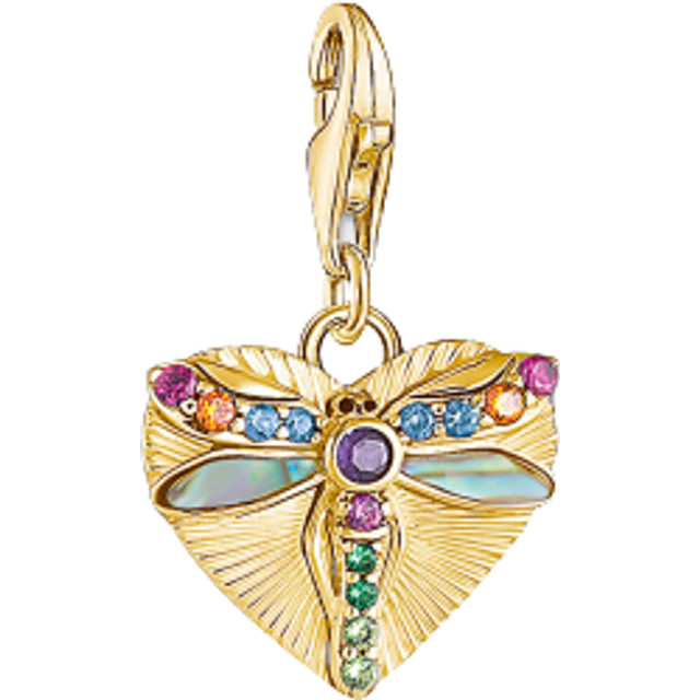 Thomas Sabo Multicoloured Gold Dragonfly Heart Charm 1810-295-7