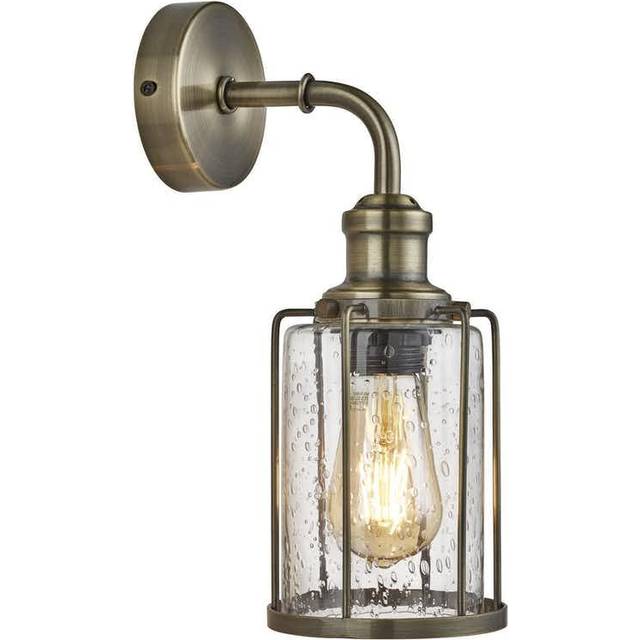 Searchlight 1261AB Pipes 1 Light Wall Light Antique Brass With Seeded