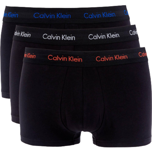 Calvin Klein Mens Pack-3 Boxers breathable fabric and anatomical front U2664G men - Black Cotton - Size Small