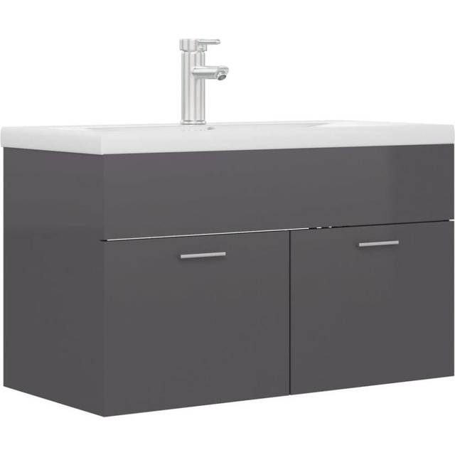 vidaXL Sink Cabinet with Built-in Basin White Engineered Wood - white