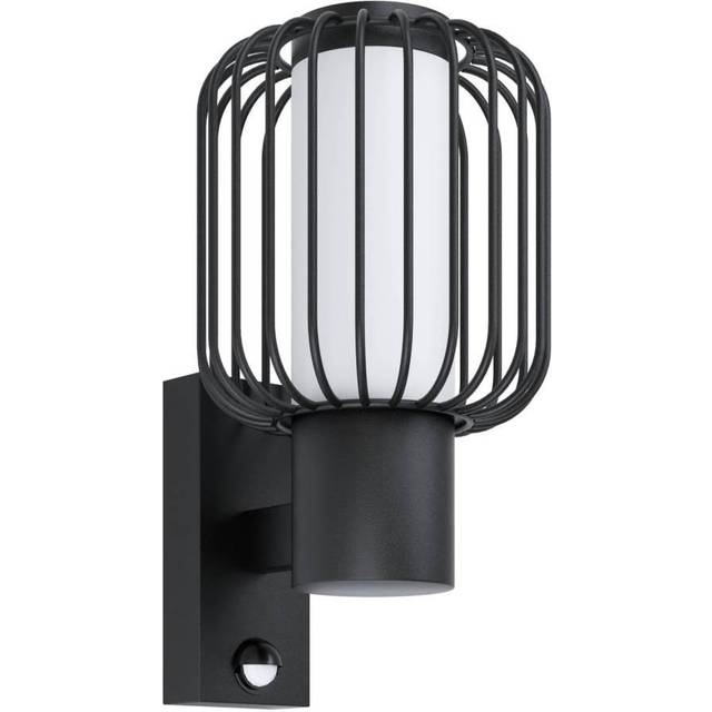 EGLO Ravello Outdoor Wall Light, 1 Bulb Outdoor Light with Motion Sensor and Light Sensor, Wall Light Made of Galvanised Steel in Black and Plastic in