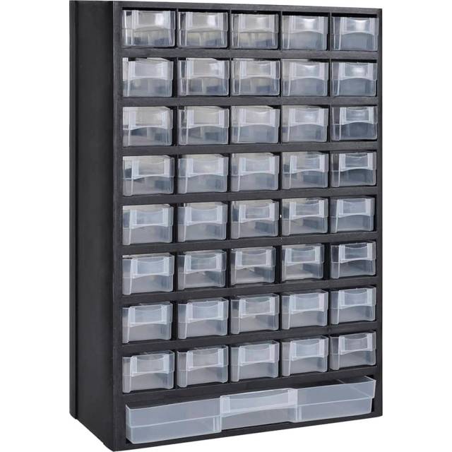 vidaXL 41-Drawer Plastic Storage Cabinet Tool Box - Black