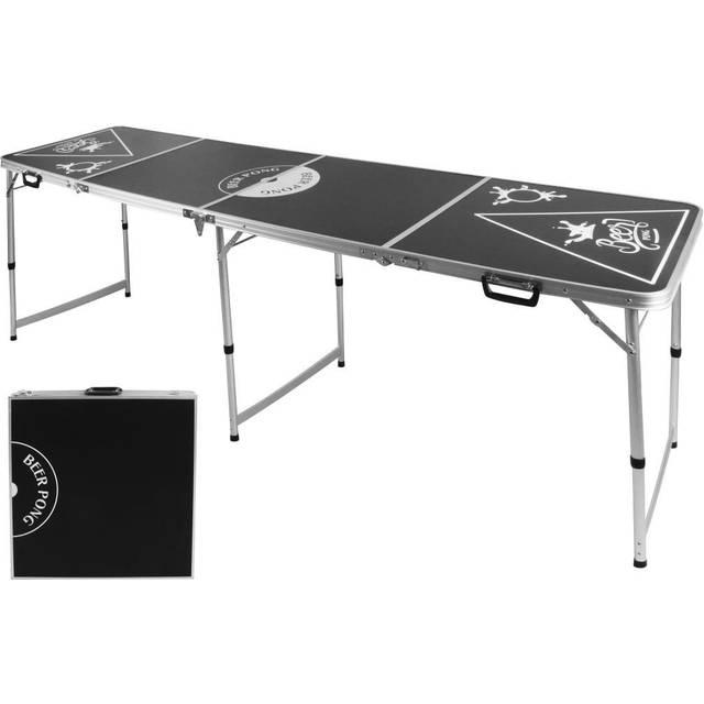 HI Beer Pong Table Adjustable Folding Black MDF Aluminium Party Game Table