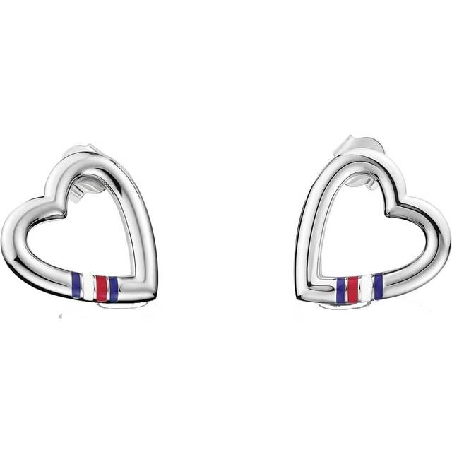 Tommy Hilfiger Open Heart Silver Tone Stud Earrings